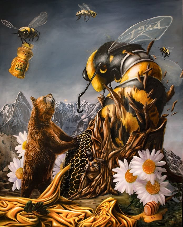 The buzz around a bee. 4x5 ft oil
