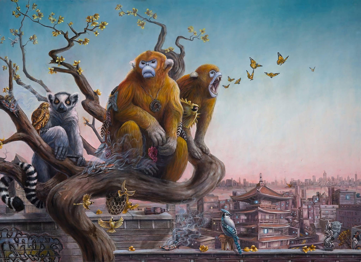 Treehouse of gold 4x5 ft oil