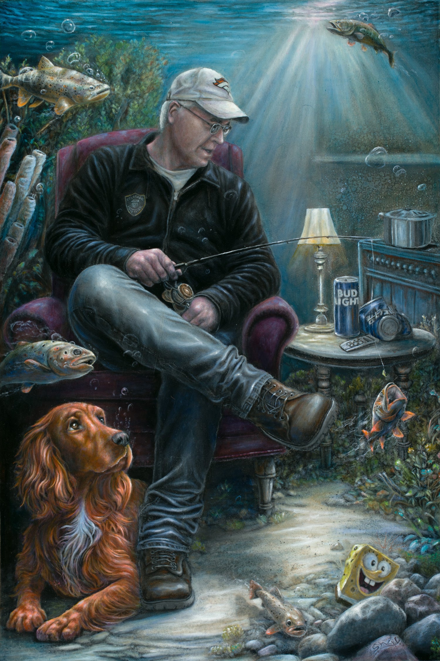 A Dad and his Dog. 24x36 oil